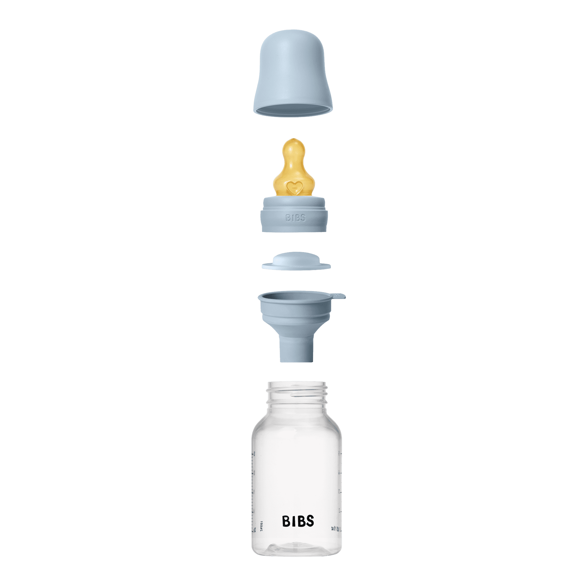 BIBS Baby Bottle with Round Latex Nipple – 150 ml Slow Flow | Baby Blue