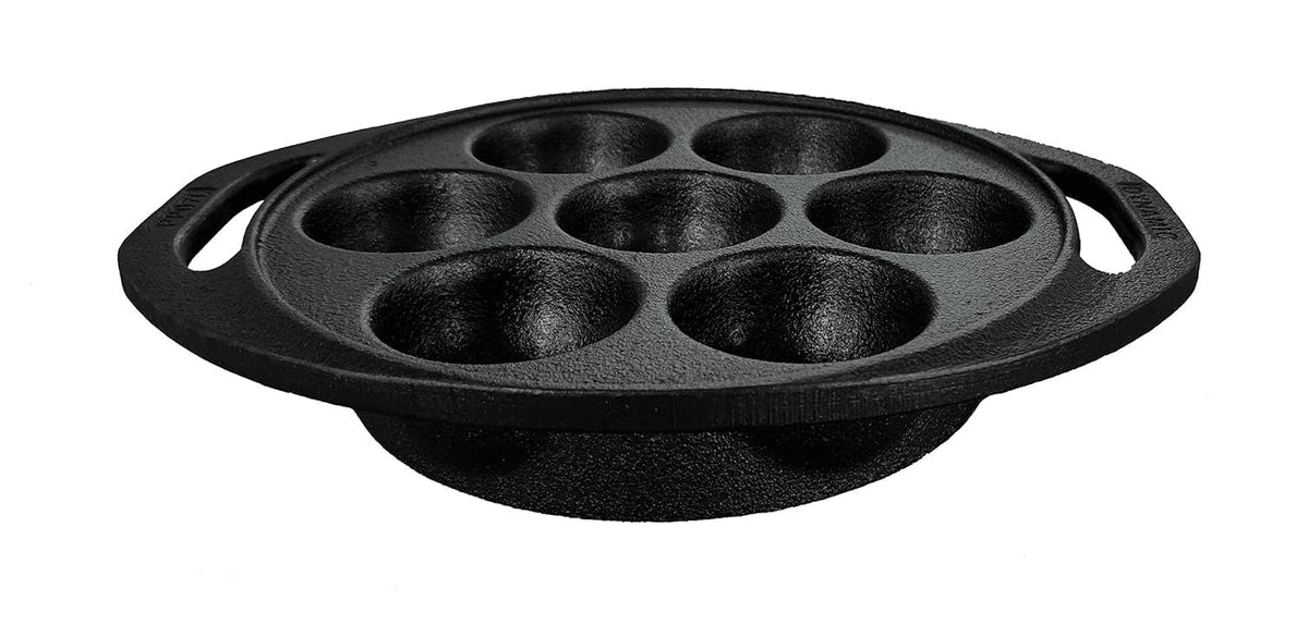 Cast Iron Paniyaram Pan 7 Pit Pre Seasoned Induction Friendly