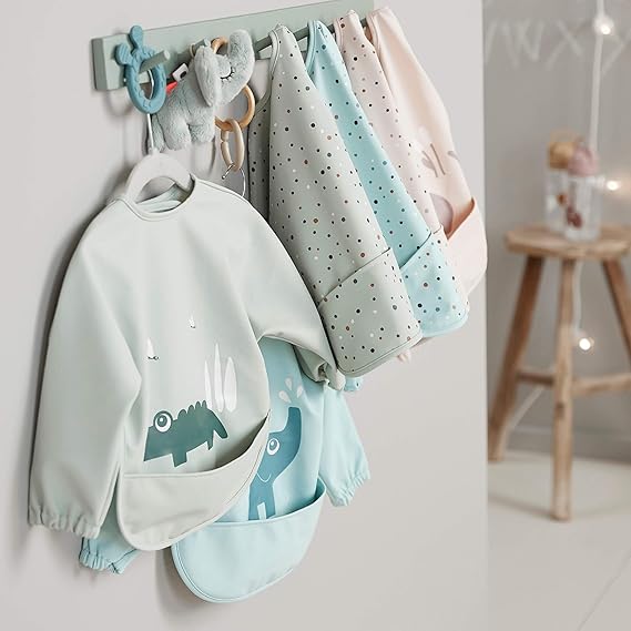 Done By Deer Sleeved Pocket Bib Playground Blue