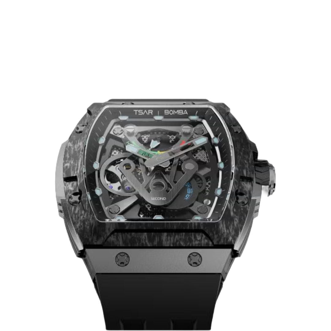 TSAR Bomba Men's Automatic Black Dial Black FKM Rubber Watch