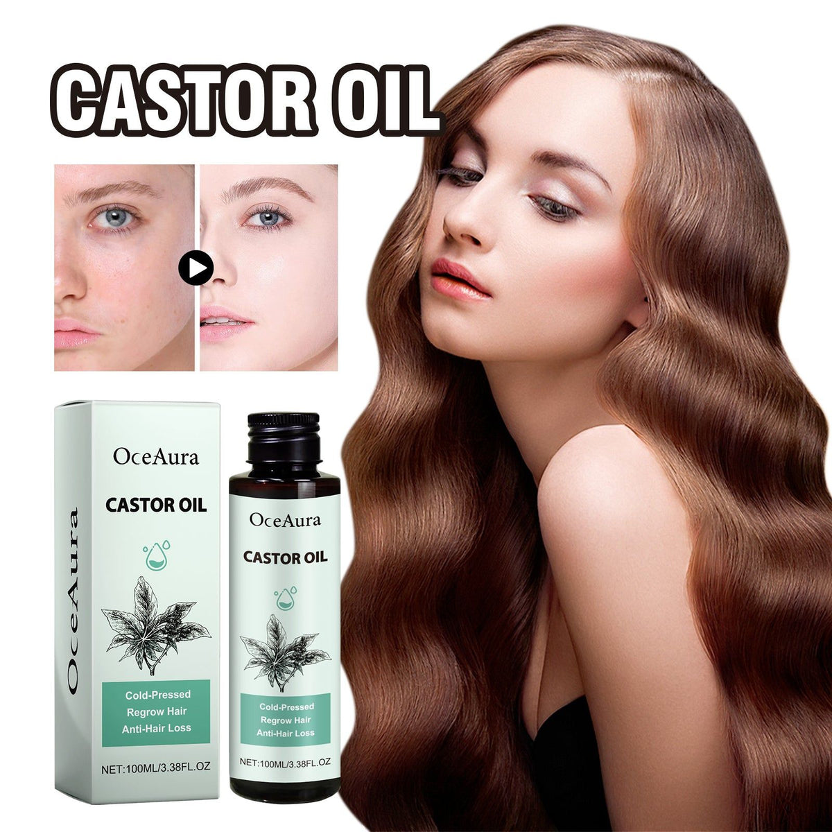 Castor Oil for Hair Care, Grow Thicker, Stronger, Hydrated Hair Naturally ,100ml