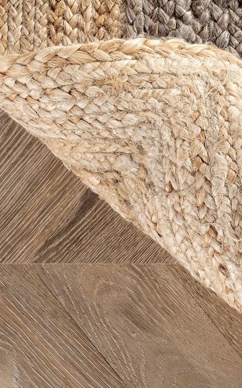 Handmade Round Grey & Natural Jute Rug – Grey Inner with Natural Border | Eco-Friendly Area Rug