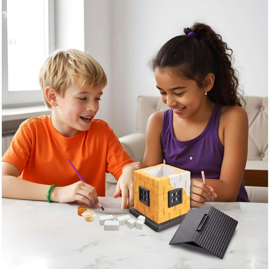4M KidzLabs Mini Brick Architect Money Bank Activity Kit, 5+ Years