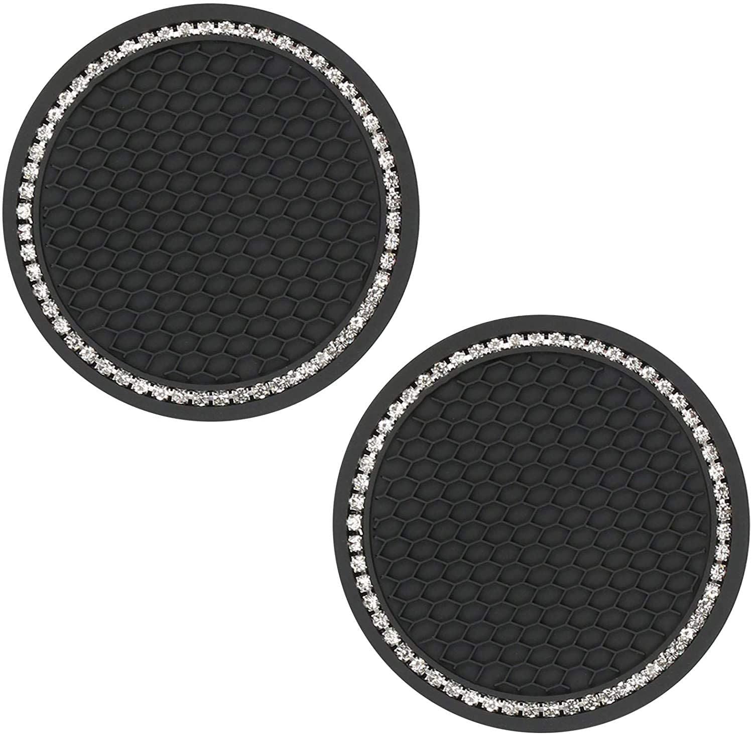 2 Pack Bling Car Cup Coaster Rhinestone Anti Slip Insert Coasters 2.75 inch