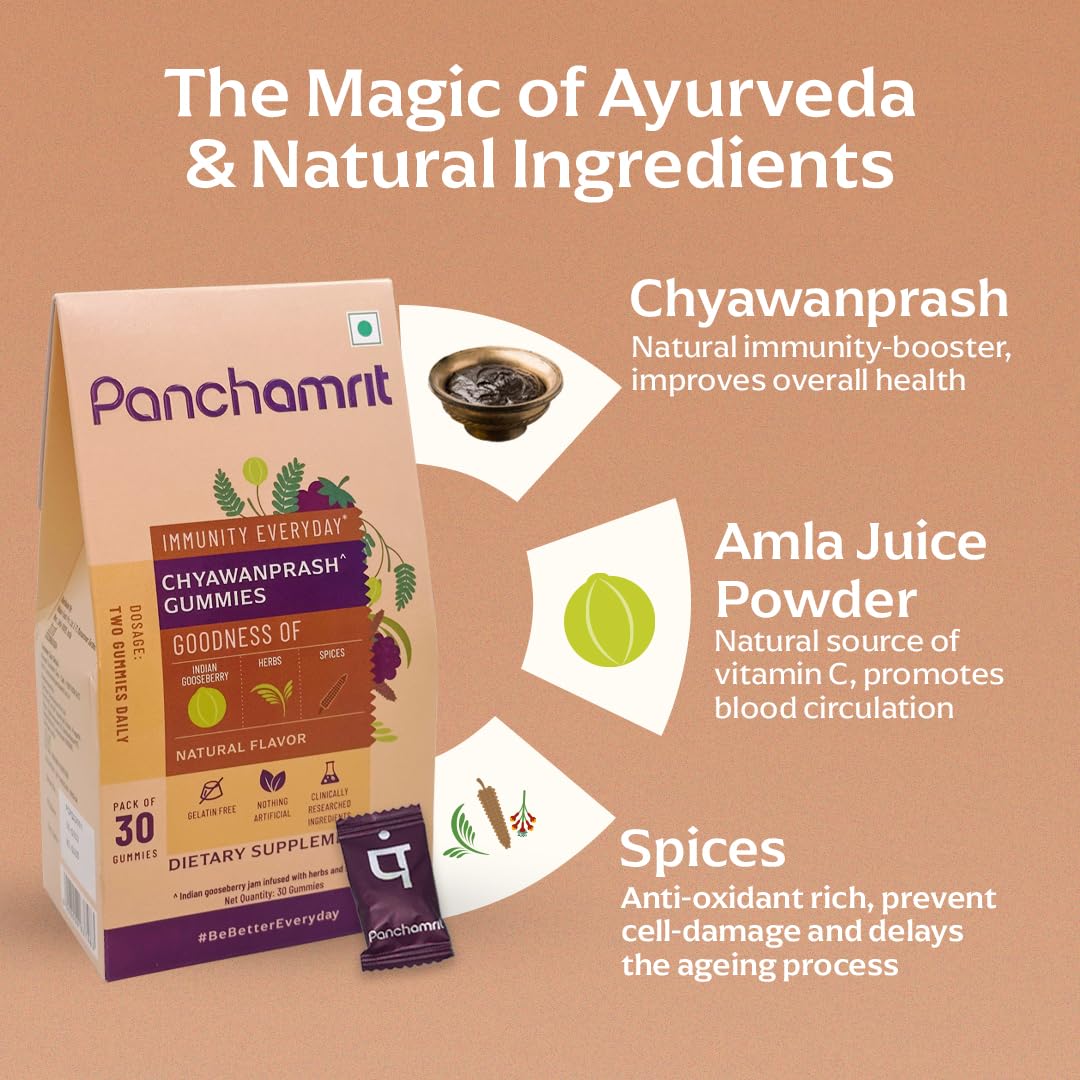 Panchamrit 100% Natural Chyawanprash Gummies 30 Gummies (Pack of 3)