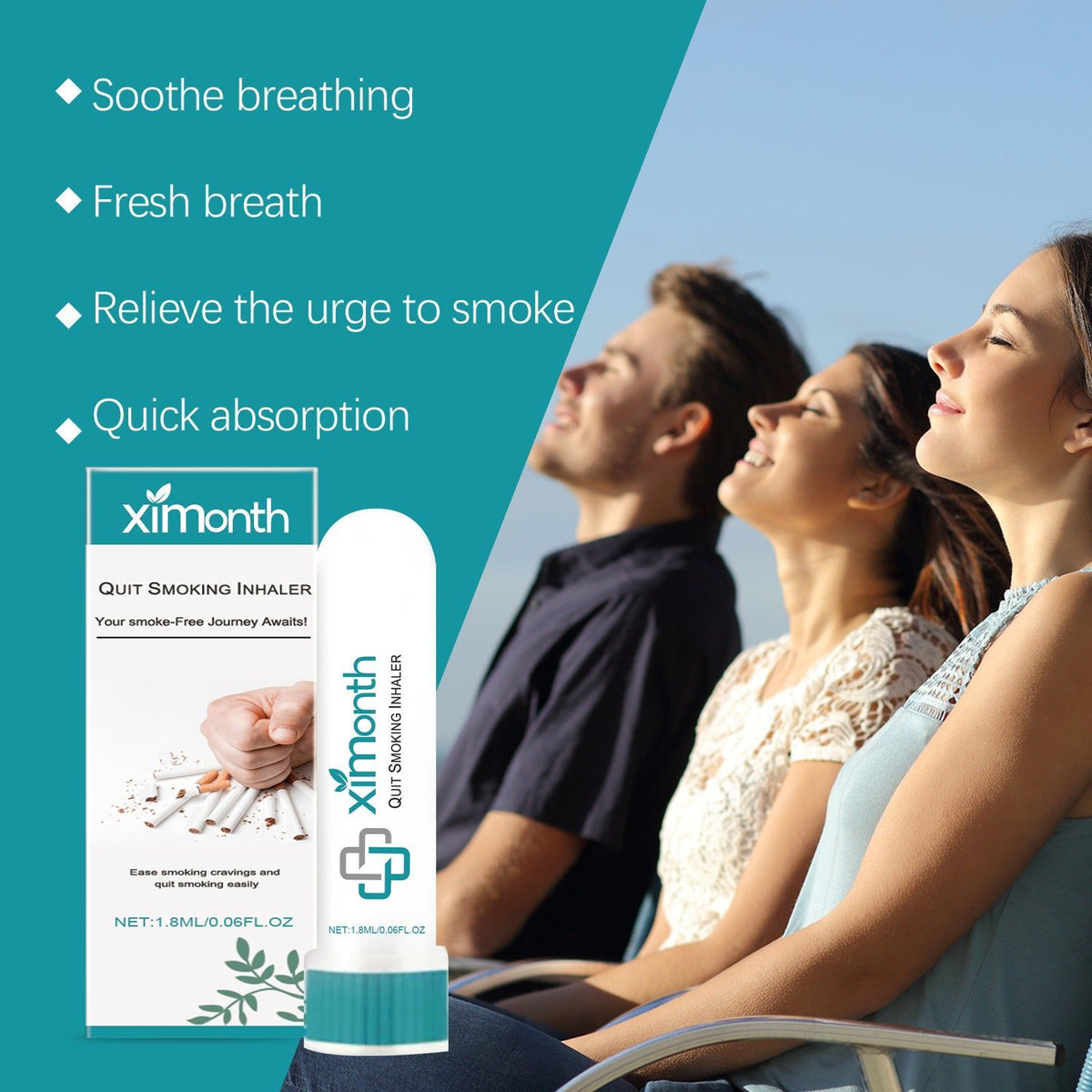 Body Care Nasal Inhaler, Quit Smoking Relief, Stress Relief, Fresh Mint Breath ,1.8ml