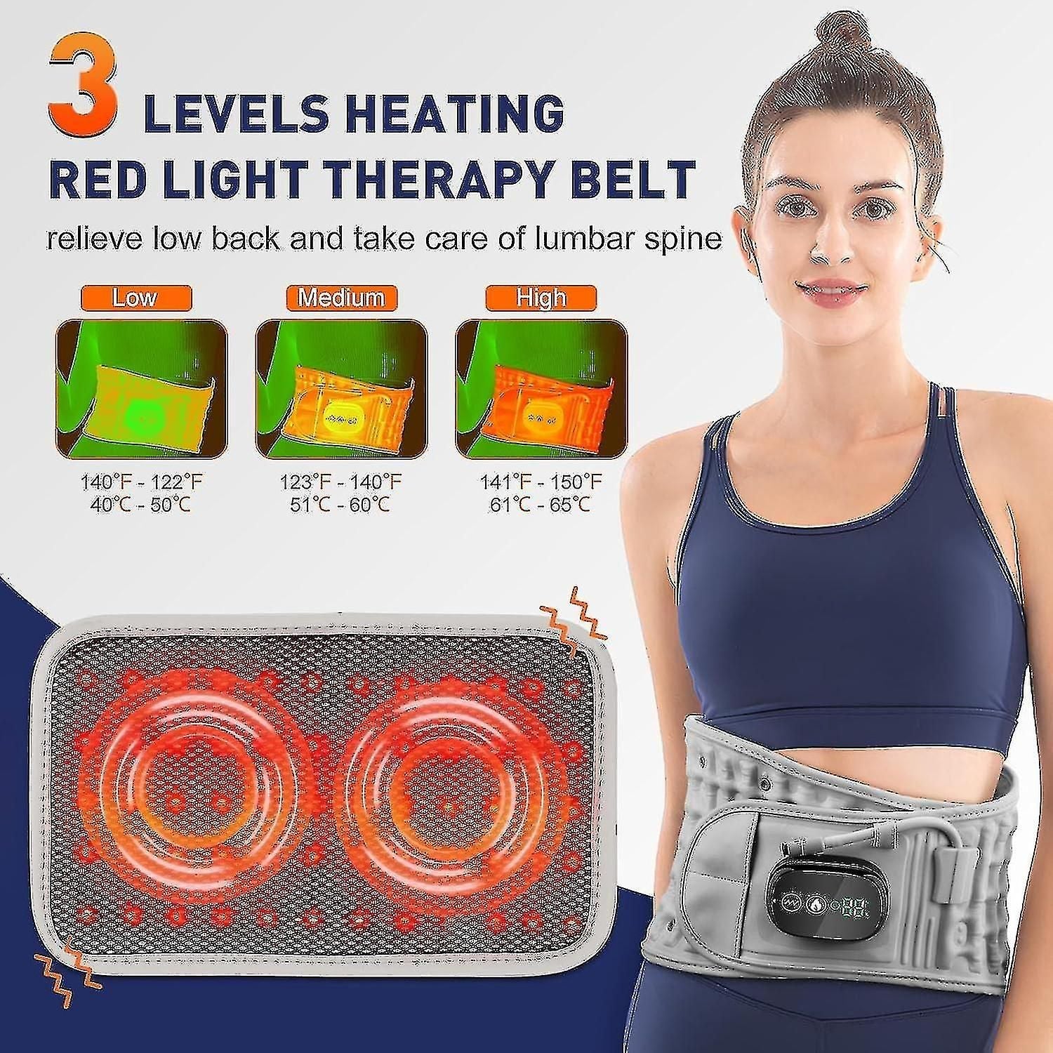 Back Support Belt with Heat Massage Lumbar Pain Relief