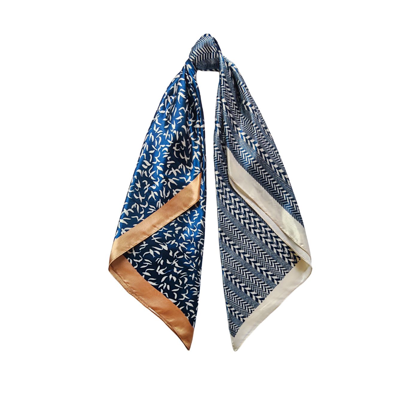 4Pcs 90cm Satin Silk Square Scarf Set for Women Retro Print