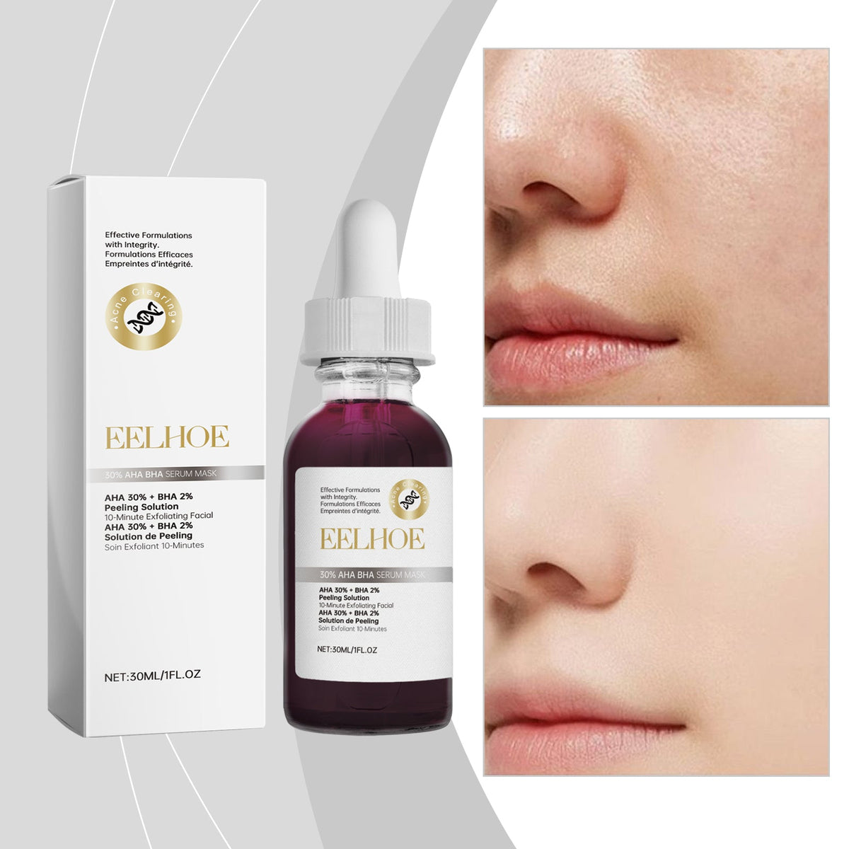 30% Fruit Acid Salicylic Acid Essence Mask, Gentle Facial Care, Clear, Hydrate, Brighten Skin ,30ml