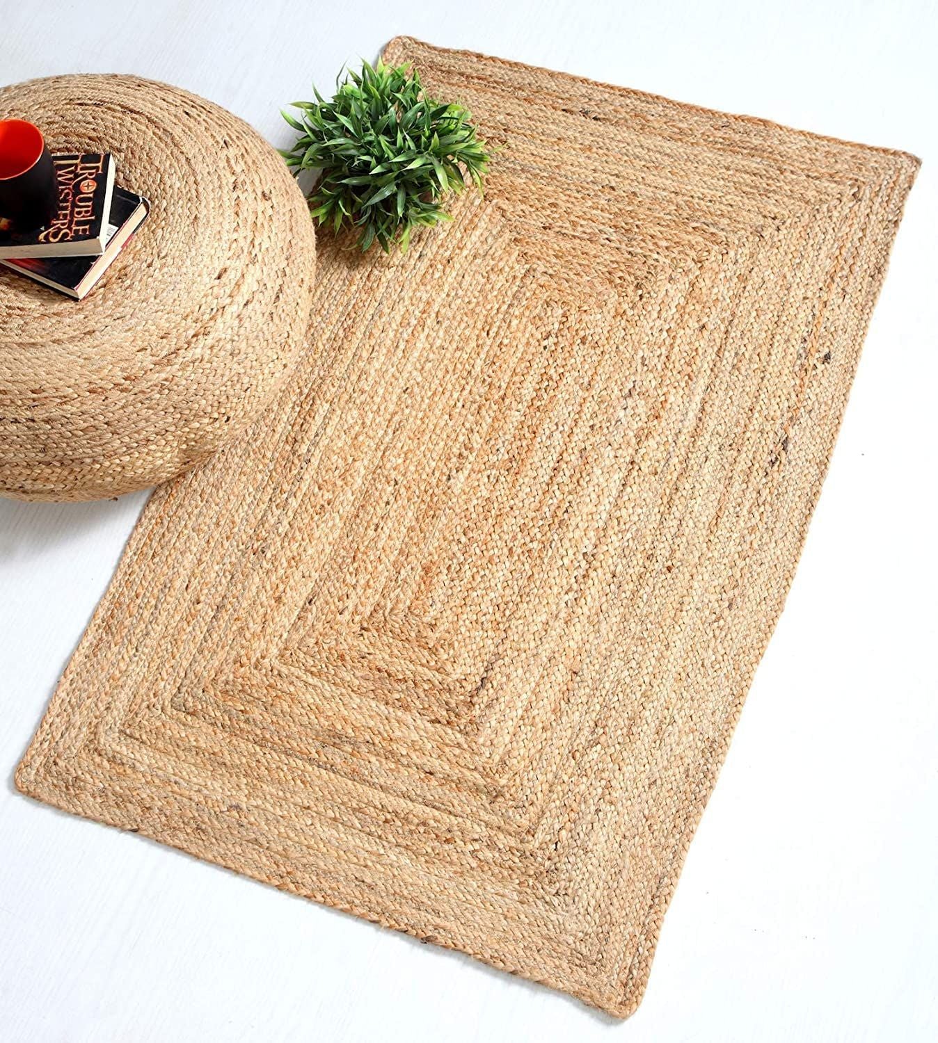 AIESY Modern Home Handwoven Jute Reversible Rug