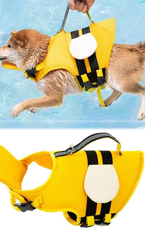 Dog Life Jacket Pet Float Coat Safety Vest Summer Dog Swimming Clothes Lifesaver