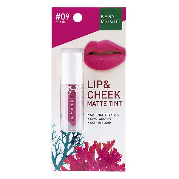 Lip & Cheek Matte Tint 2.4g Baby Bright (M) #09 Hot Cora