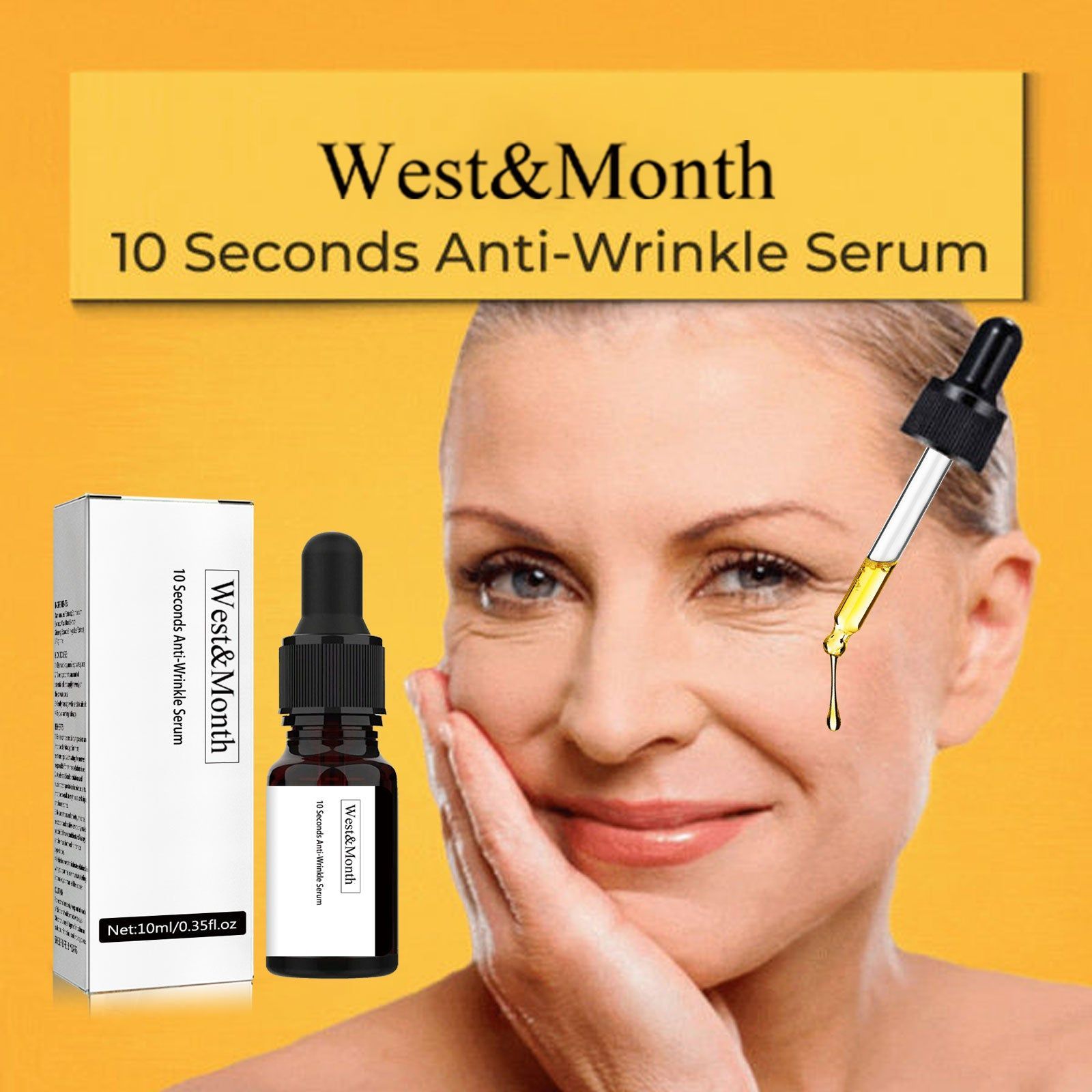 10 Sec Anti-Wrinkle Serum, Fade Fine Lines, Hydrating, Youthful Skin ,10ml/box