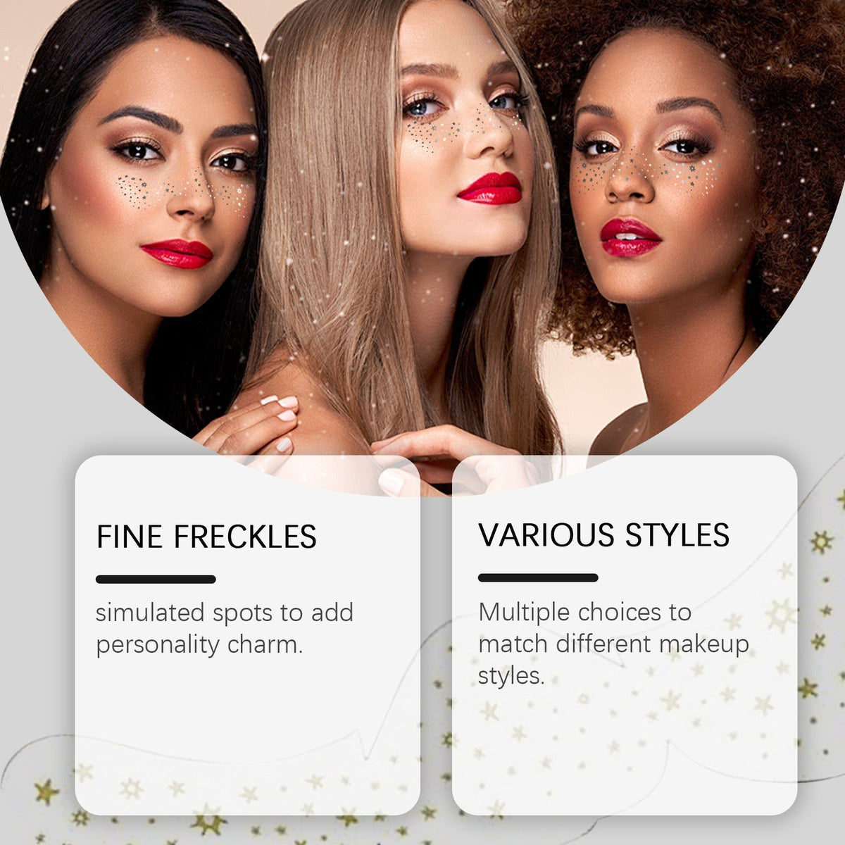 Cosmetic Patch Glitter Freckle Tattoo Stickers, Waterproof Long-Lasting Contouring ,6pieces