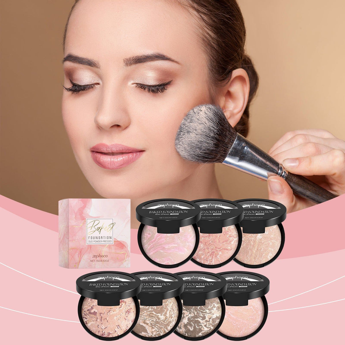Concealer Powder Compact, Oil Control, Matte Finish, Portable Makeup, Flawless Look ,15g