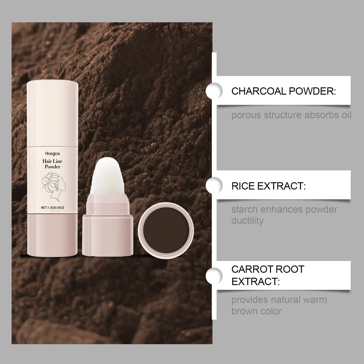 Dark Brown Fluffy Hairline Powder, Hair Care, Volume & Contour, Portable Daily Fix ,1.3g