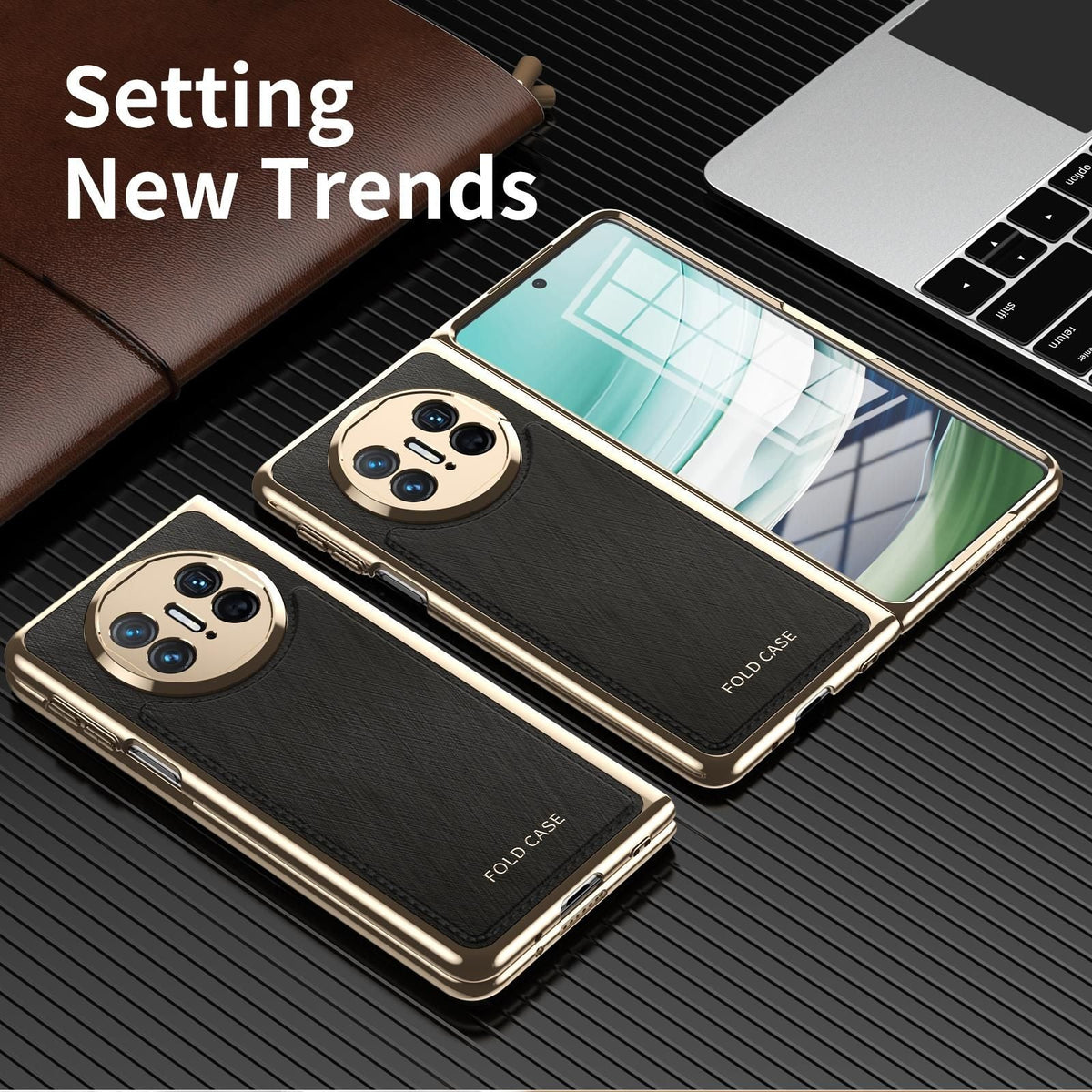 Plating Silver Brocade Case For Huawei Mate X5
