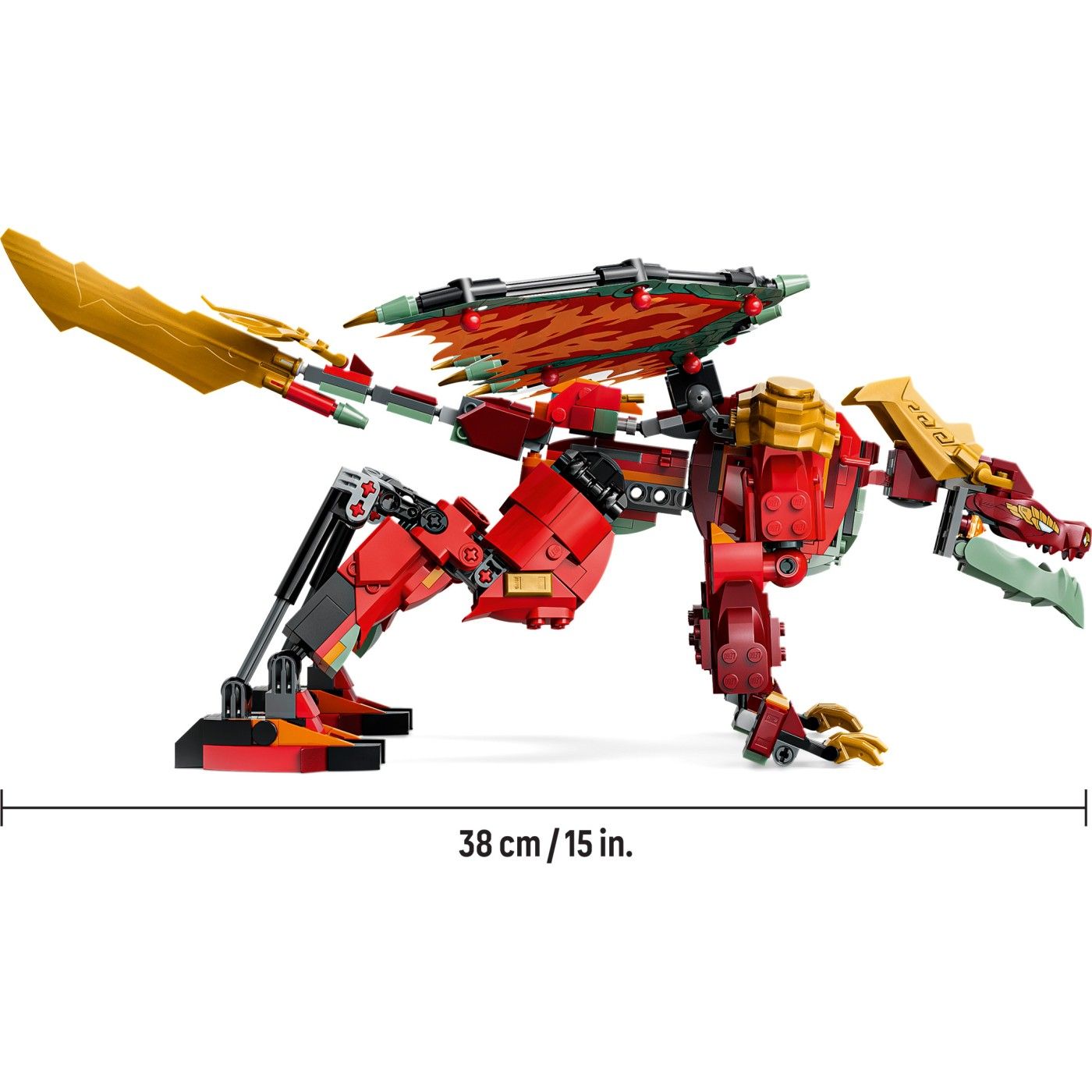 LEGO NINJAGO Wyldfyre's Transforming Dragon Mech Building Set, 821 Pieces, For Age 9+ Years