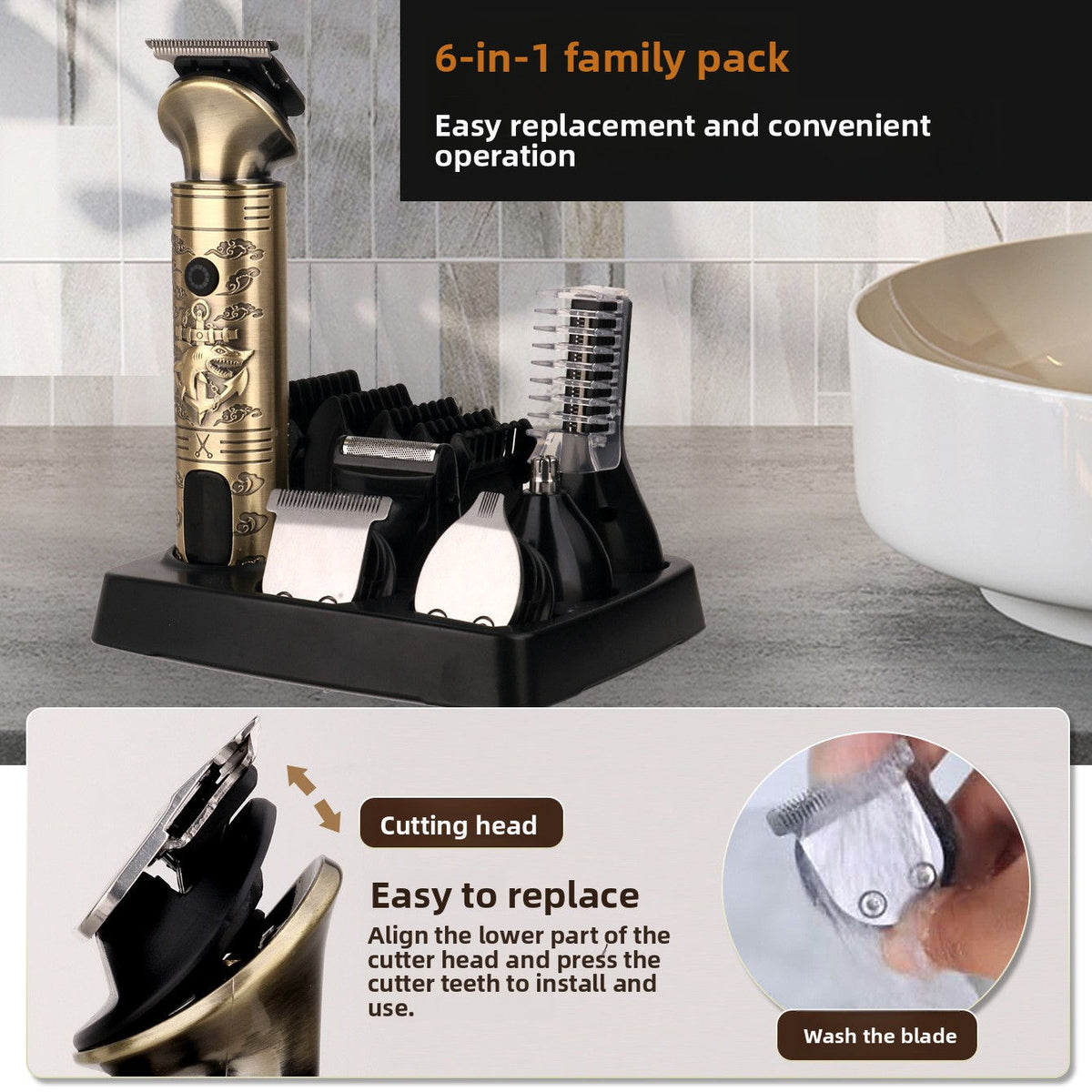 Hair Clipper with Digital Display and 9 Guide Combs