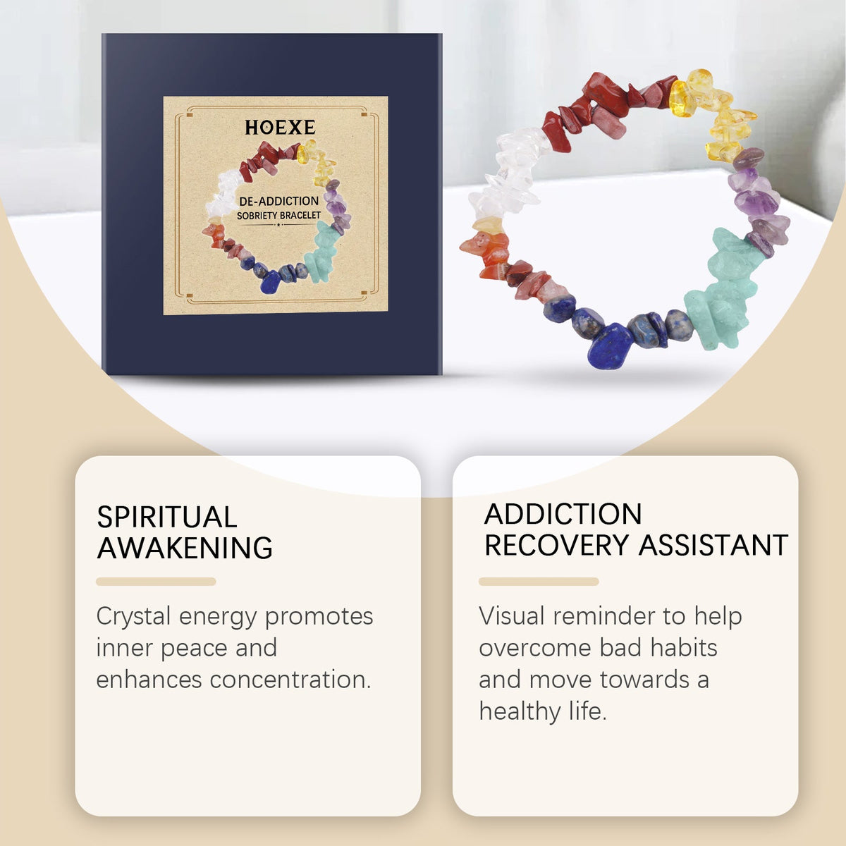 Colorful Crystal Bracelet for Body Care, Mood Boosting, Stylish Wrist Accessory ,1pcs
