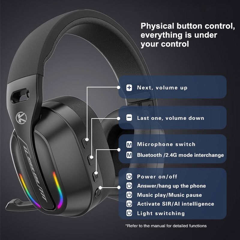 Head-mounted RGB Wireless Bluetooth Headset B500