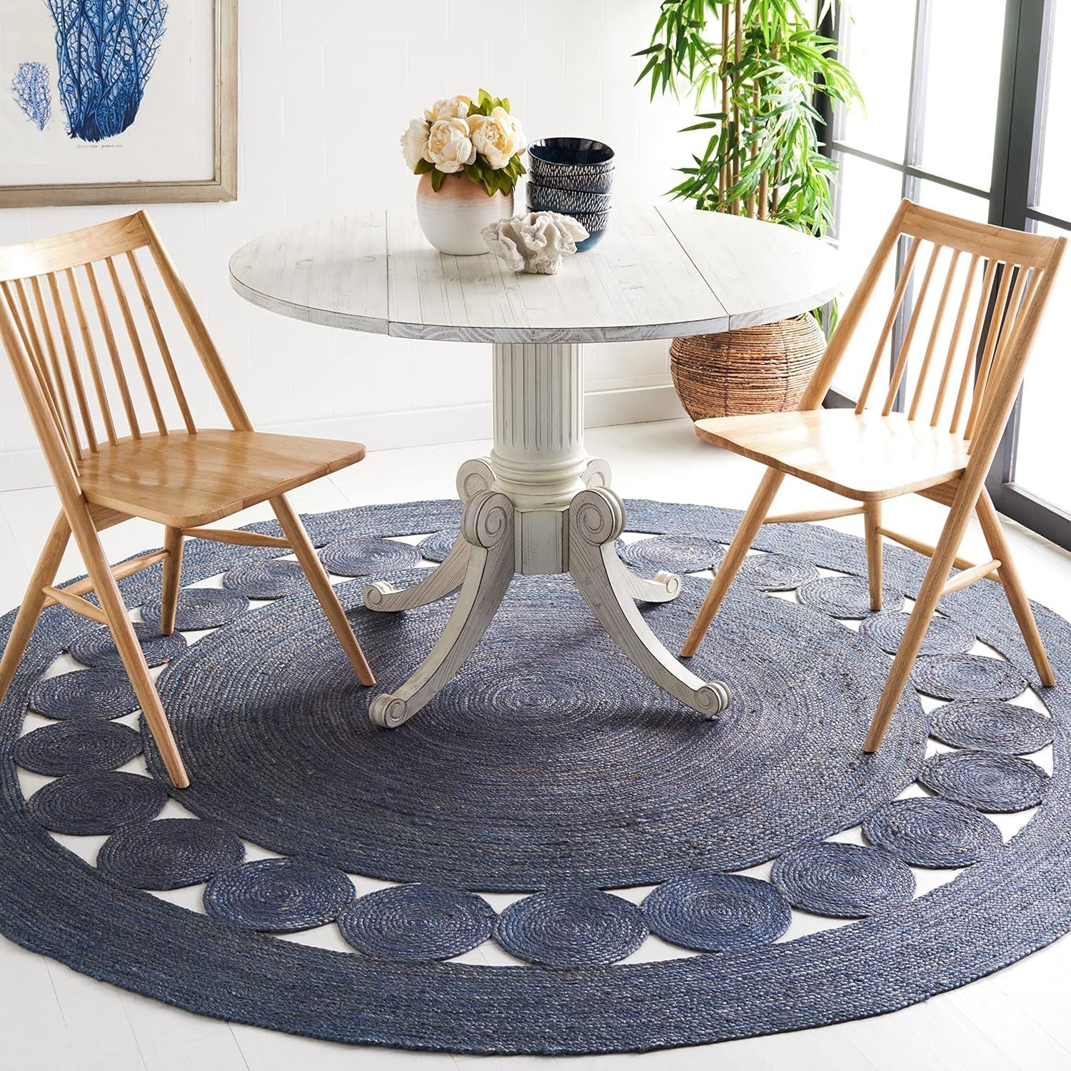 Round Jute Rug for Living Room | Handwoven Braided Area Rug | Available in Multiple Colors