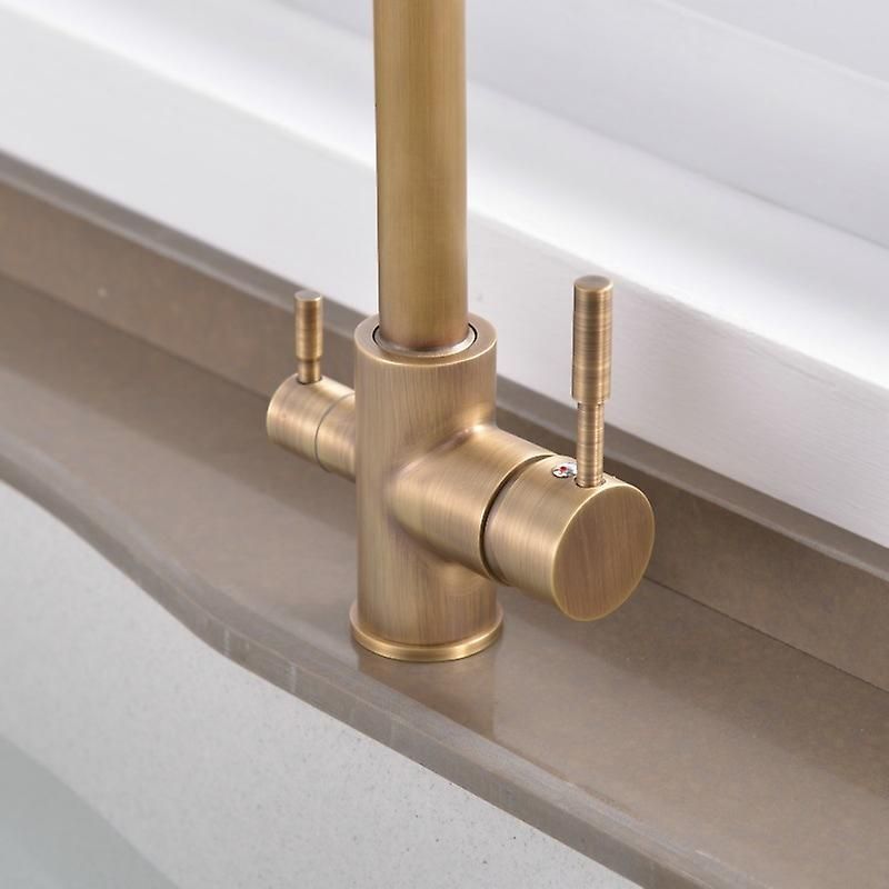Modern Kitchen Faucet, 3 Way Kitchen Faucet With Filter Water Way Tap, Double Handle Drinking Water Taps 3 Way Bronze Kitchen Mixer Tap With Accessori