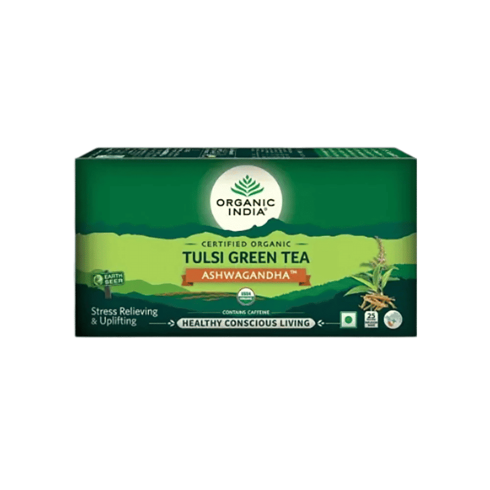 ORGANIC INDIA Tulsi Green Tea Ashwagandha 25 Tea Bags