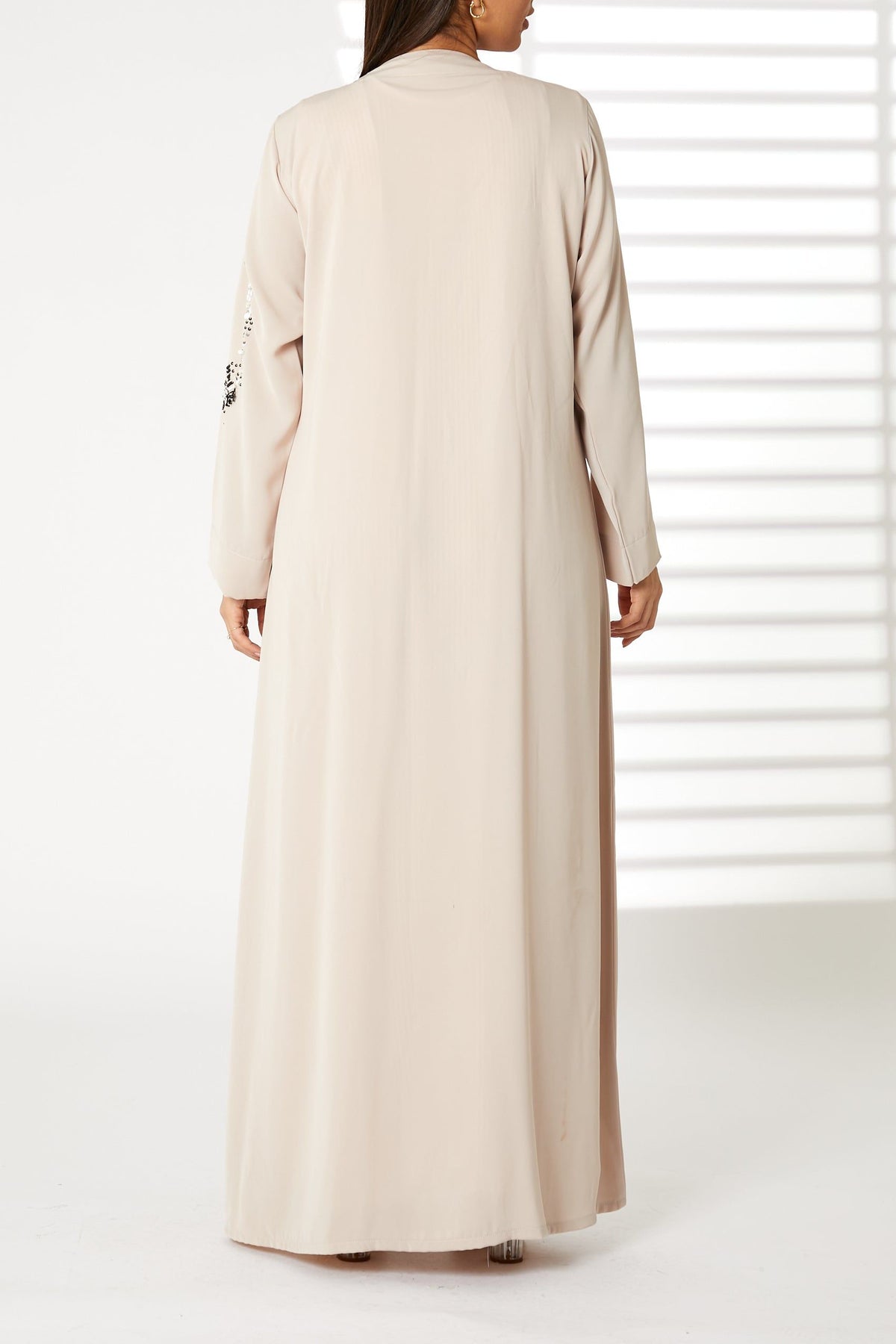 MOiSTREET Beige Nida Embroidered Abaya