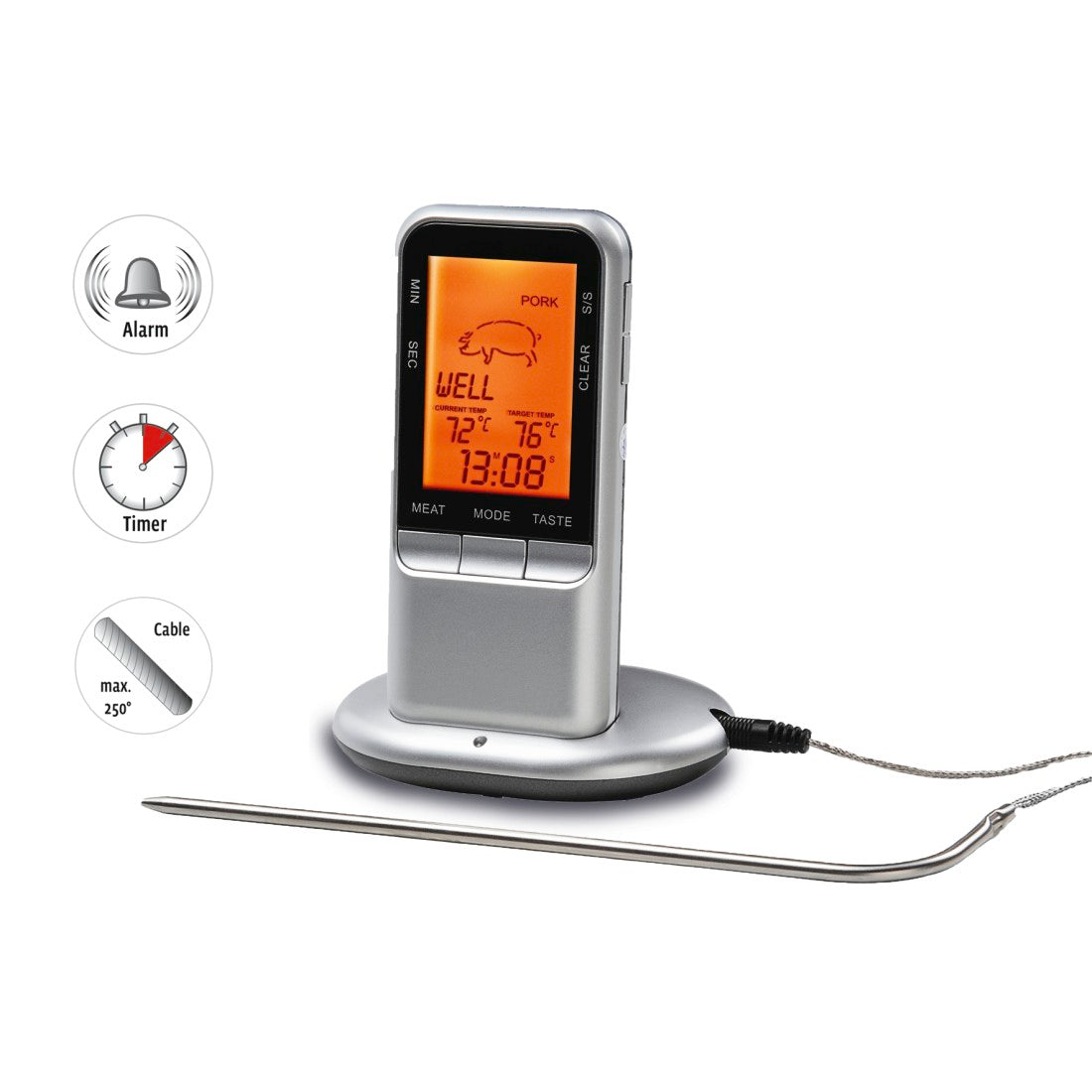 XAVAX 111382 Digital Meat Thermometer with Timer, wireless sensor