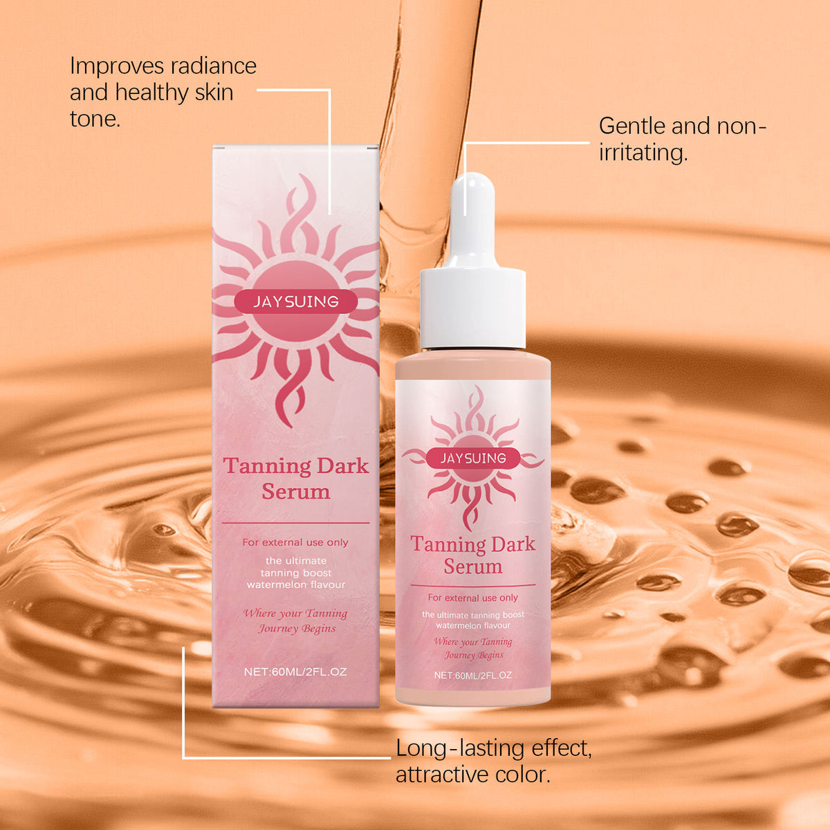 Black Aid Series Sunless Tanning Serum, Moisturizes, Glows, Safe, Easy, Vegan ,60ml