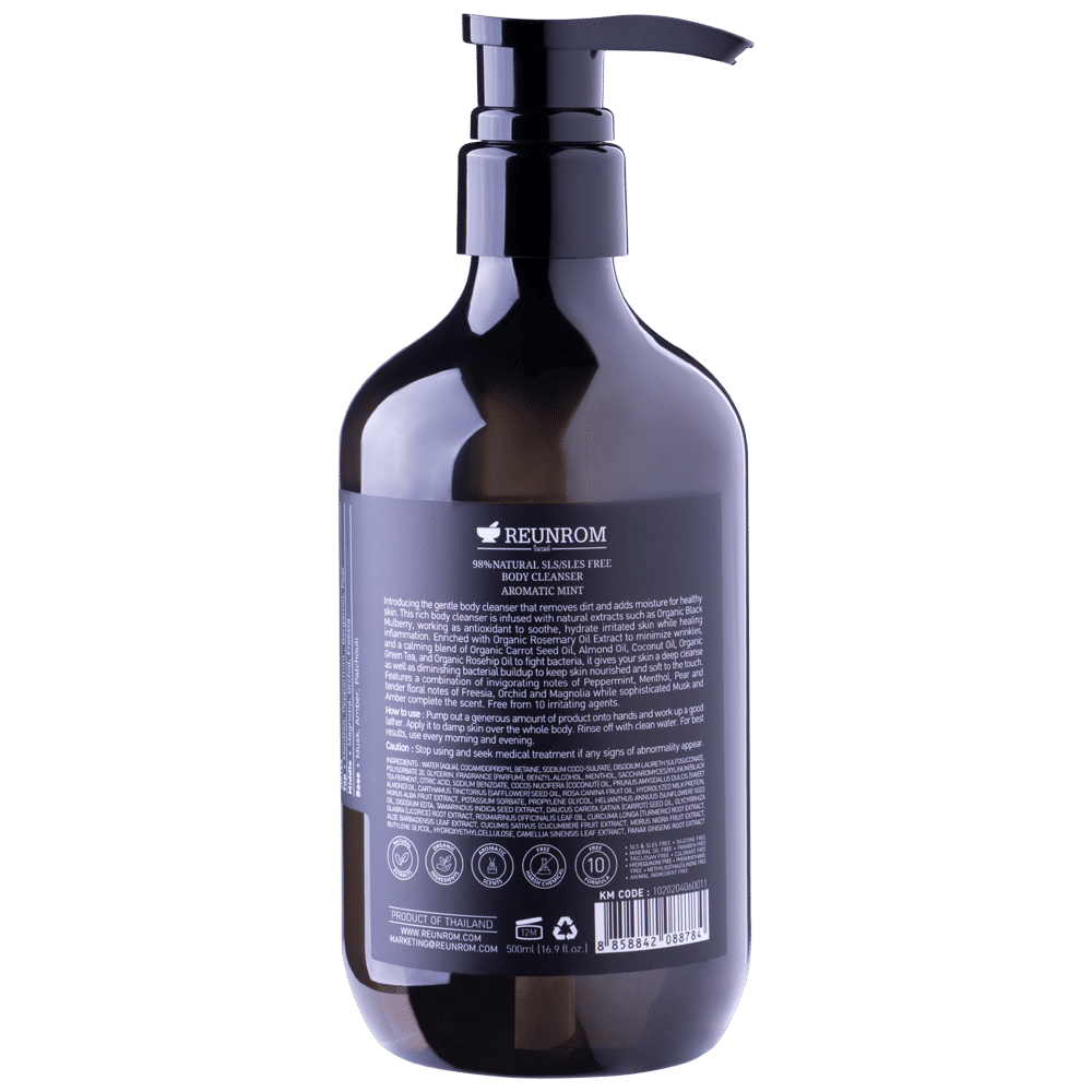 98% Natural SLS/SLES Free Body Cleanser 500ml Reunrom Aromatic Mint