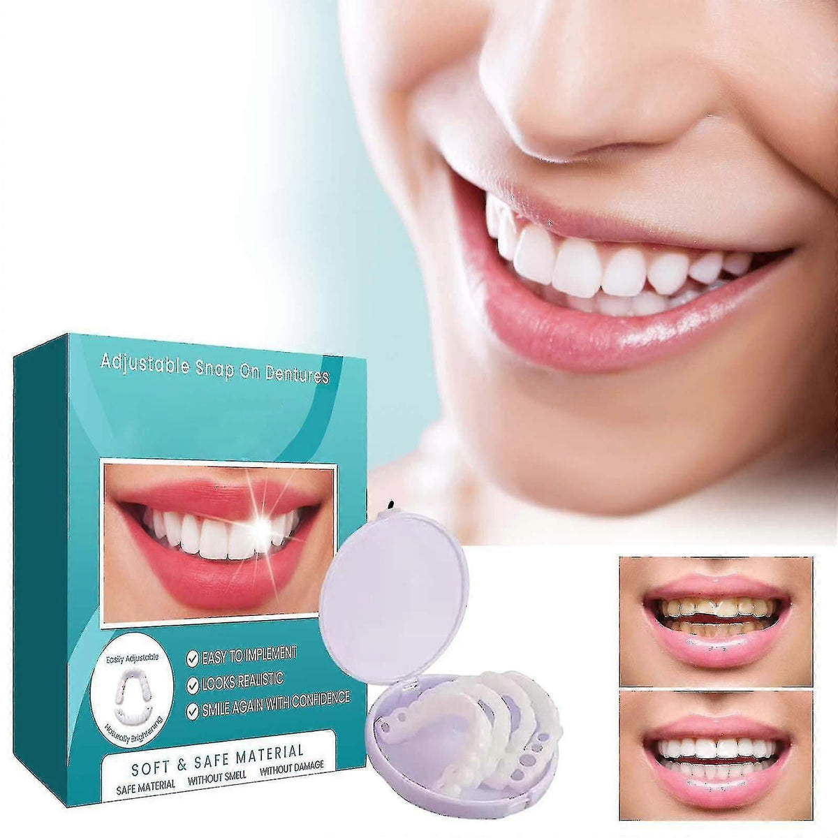 Denture Teeth Temporary Fake Teeth For Snap On Instant Confidence Smile, Dental Veneers For Temporary Teeth Restoration zxin