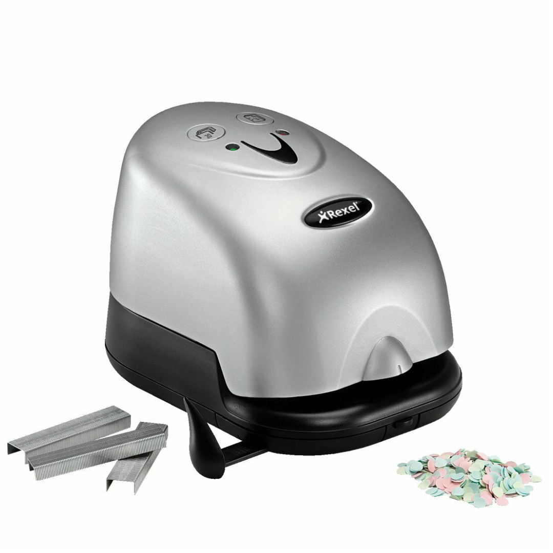 Rexel Polaris 1420, Electric Stapler & Punch, Silver/Black