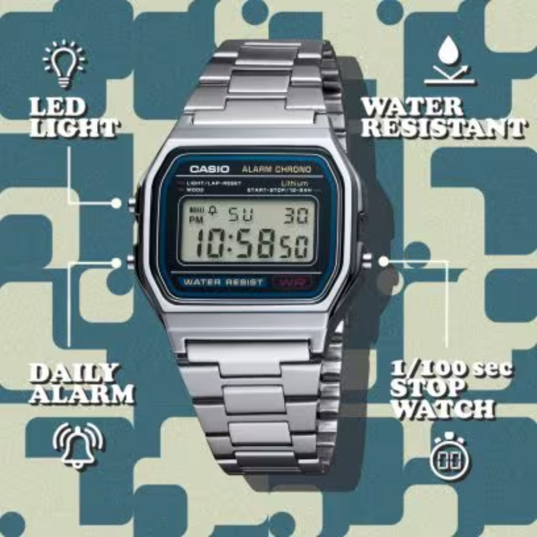 Casio Unisex Digital Grey Dial Watch, A158WA-1D
