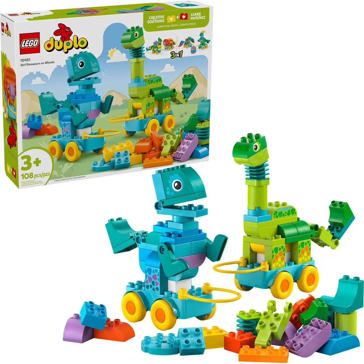 LEGO DUPLO Town 3 in 1 Dinosaurs Building Set for Ages 3+, 108 Pieces