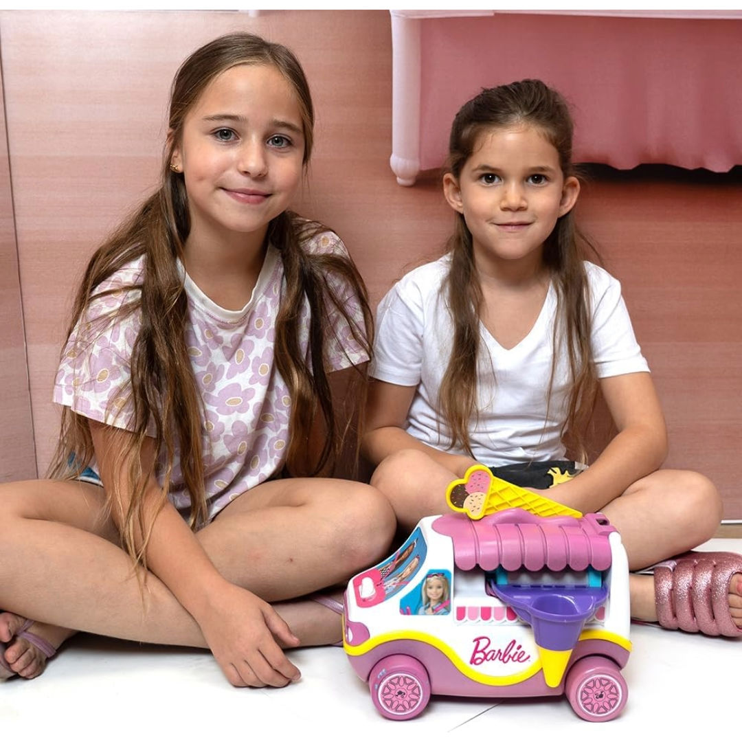 Barbie Ice Cream Truck Playset, Interactive Dessert Truck Toy with Accessories, 32.5 x 16 x 24.3cm