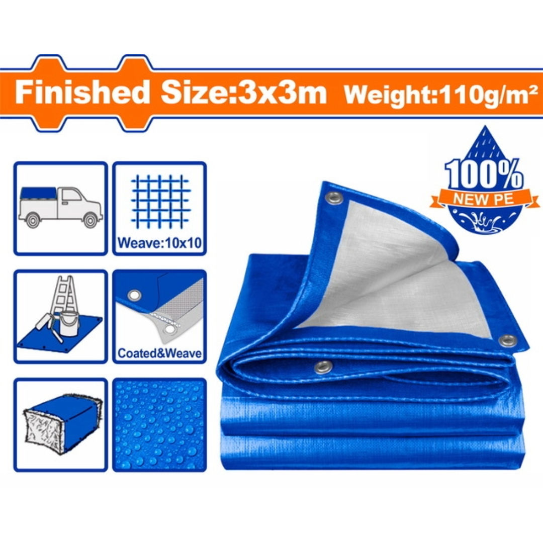 WADFOW Heavy Duty Blue Polyethylene Tarp, 3m x 3m