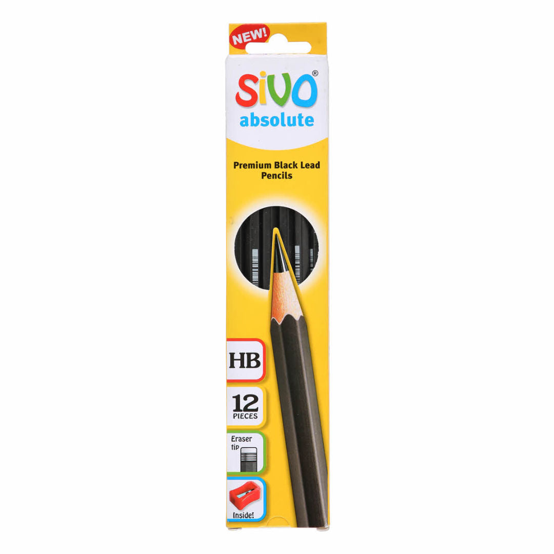 Sivo Absolute Pencil HB, 12 pieces with Sharpener & Eraser