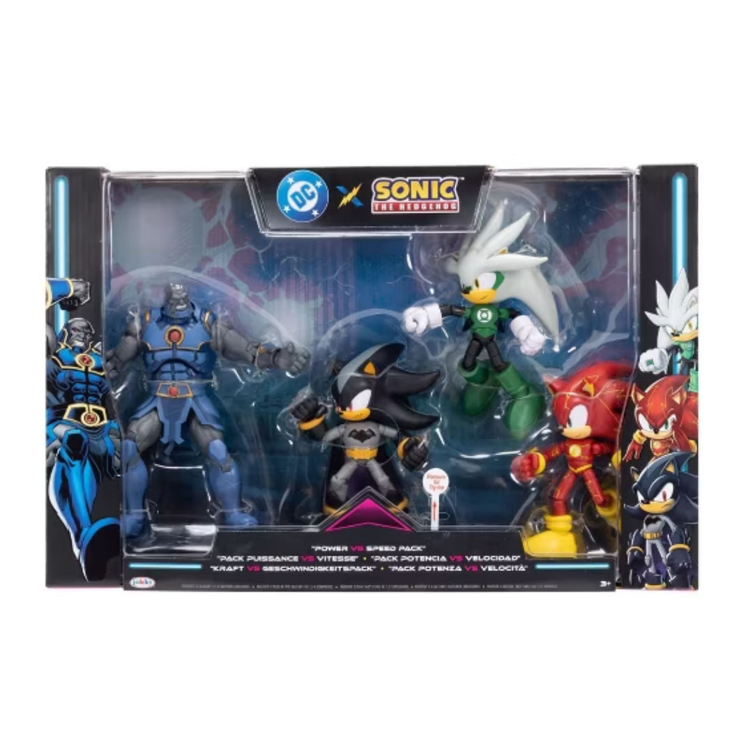 DC x Sonic The Hedgehog Power vs Speed Pack, 12.7cm, Pack of 4, For Age 3+ Years