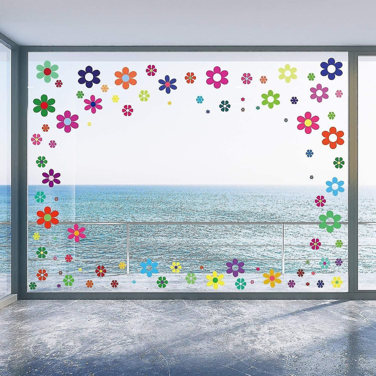 Retro Flower Stickers Hippie Theme Vinyl Decorative Wall Decals