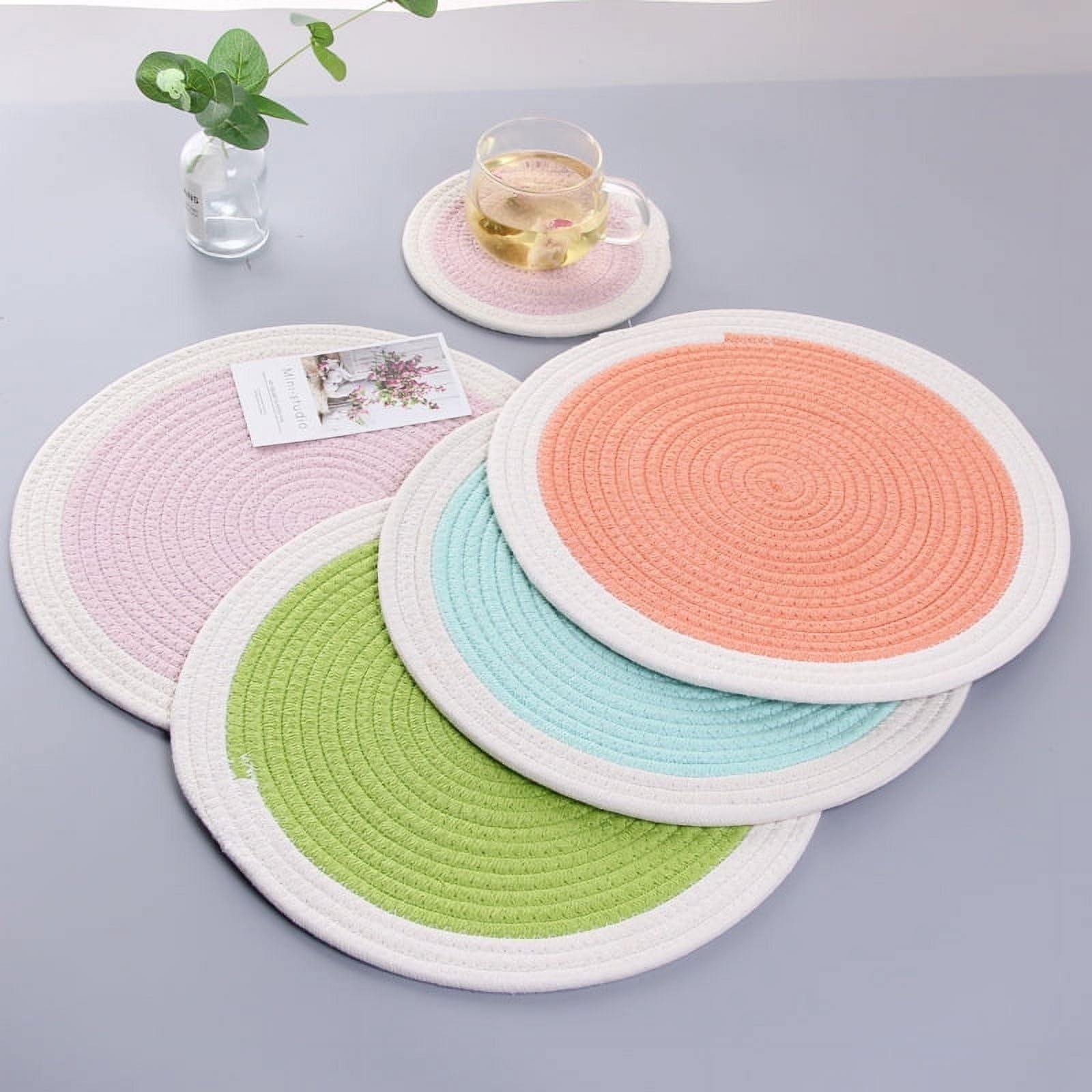 AIESY® 4 pcs Beautiful Cotton Rope Woven Round Placemat