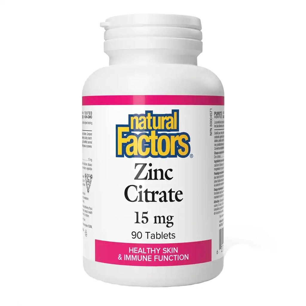 Natural Factors Zinc Citrate 15mg (90 Tablets)