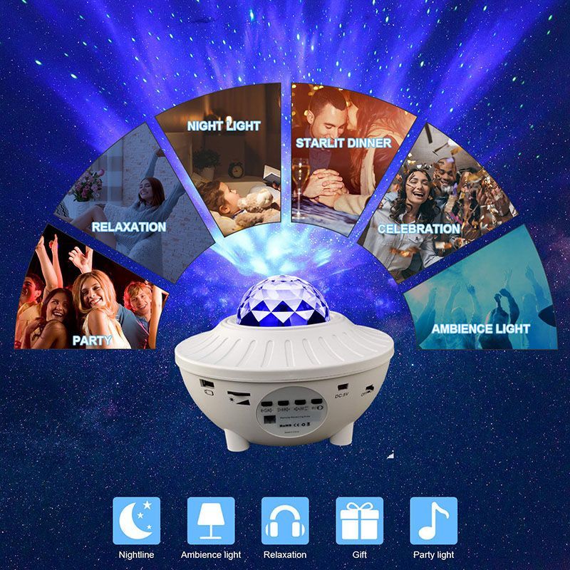 Bluetooth LED Music Projector Starry Night Light With Remote Control