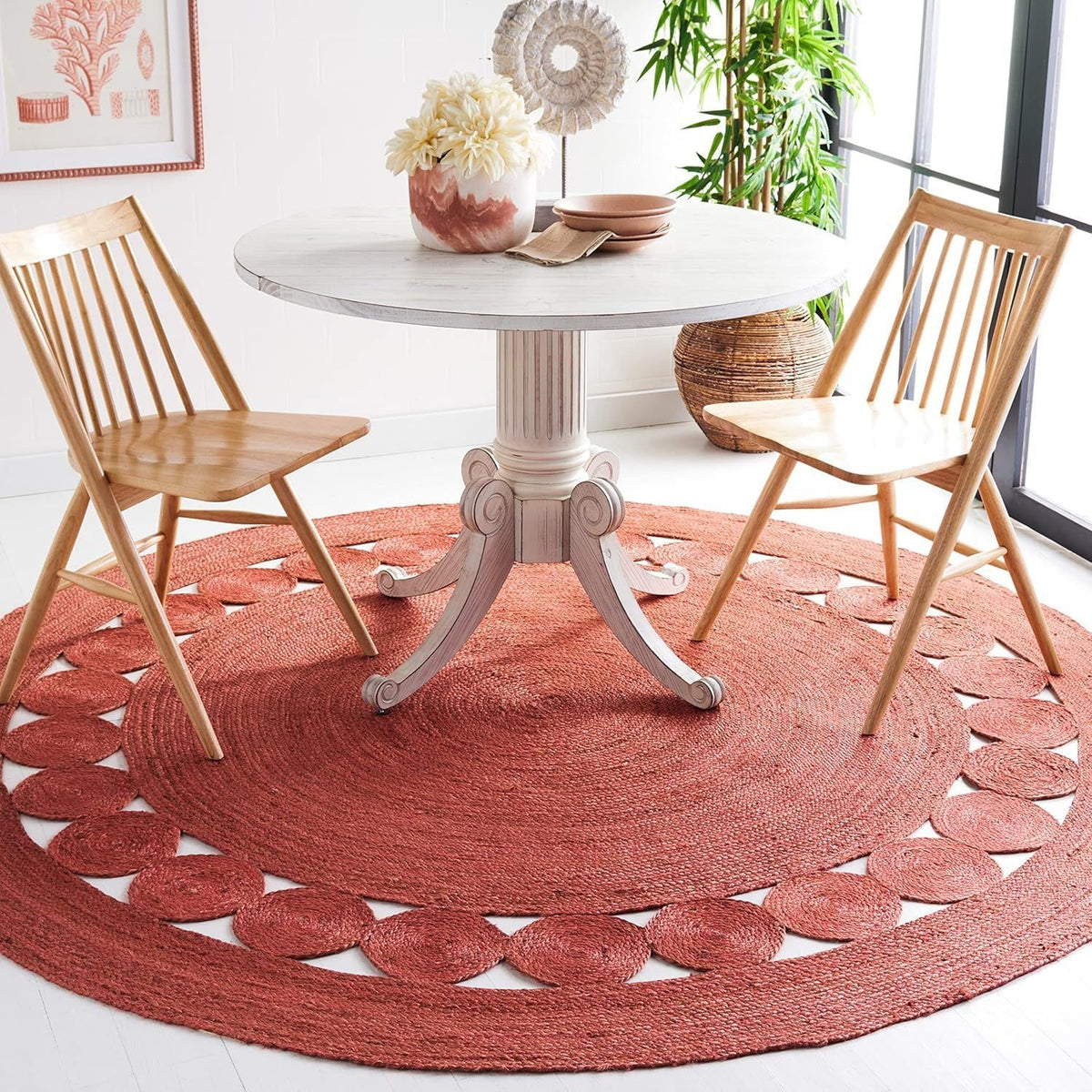Round Jute Rug for Living Room | Handwoven Braided Area Rug | Available in Multiple Colors