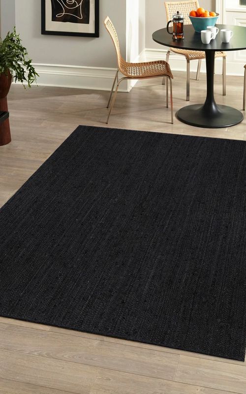 Handmade Braided Natural Jute Black Floor Area Runner Rug,Floor Carpet Rug For Home Decor