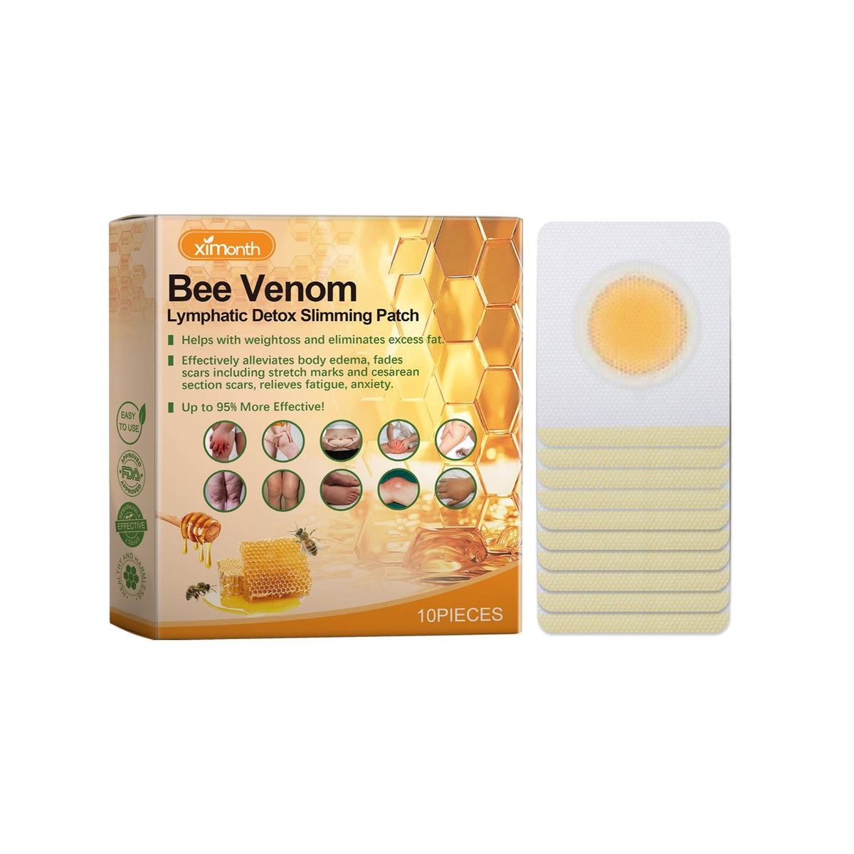 Bee Venom Slimming Patch, Body Shaping, Fat Burner, Skin Rejuvenation, Easy to Use ,10pcs