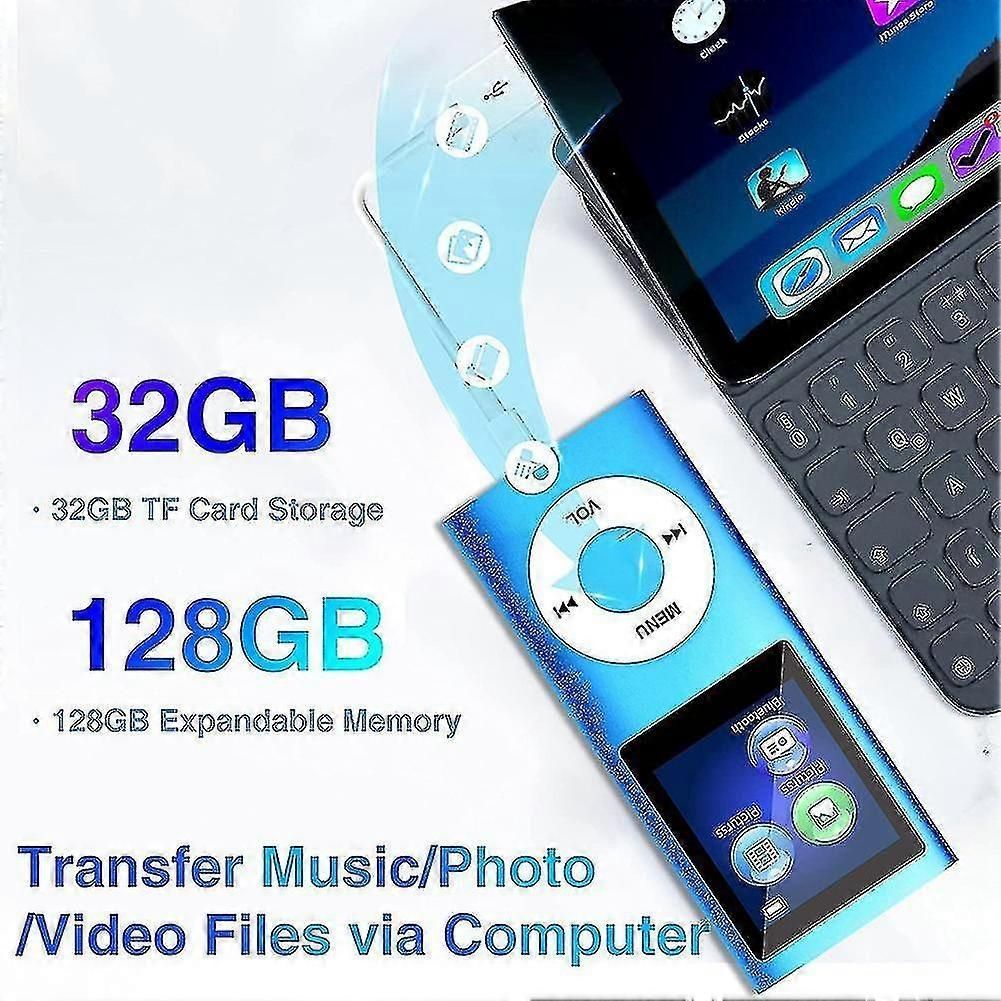 Mp3 Player With Bluetooth 5.0, Music Player With 32gb Tf Card,fm,earphone, Portable Hifi Music Play zxin