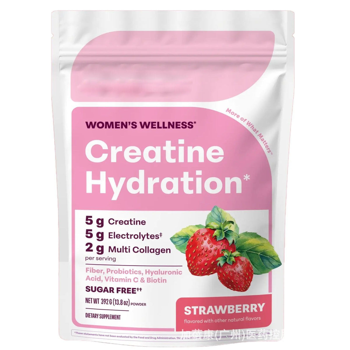 Women's Creatine Hydration Powder, Strawberry Flavor, Sugar‑Free Dietary Supplement