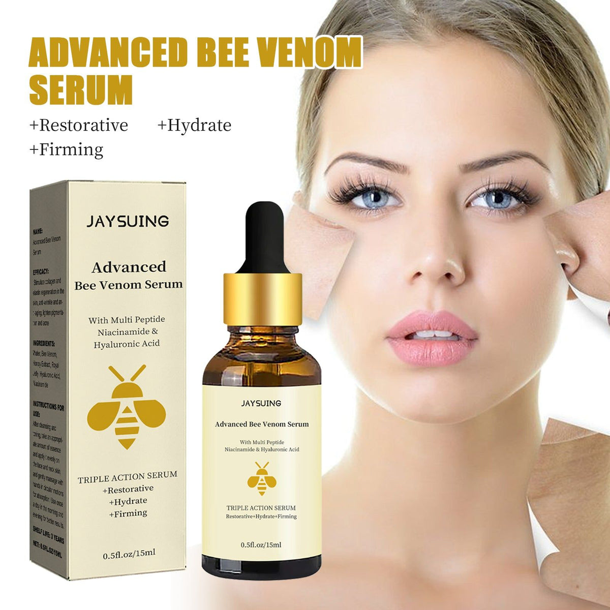 Revitalize Skin with Bee Venom Essence, Fade Wrinkles, Moisturize, Firm, Repair ,15ml
